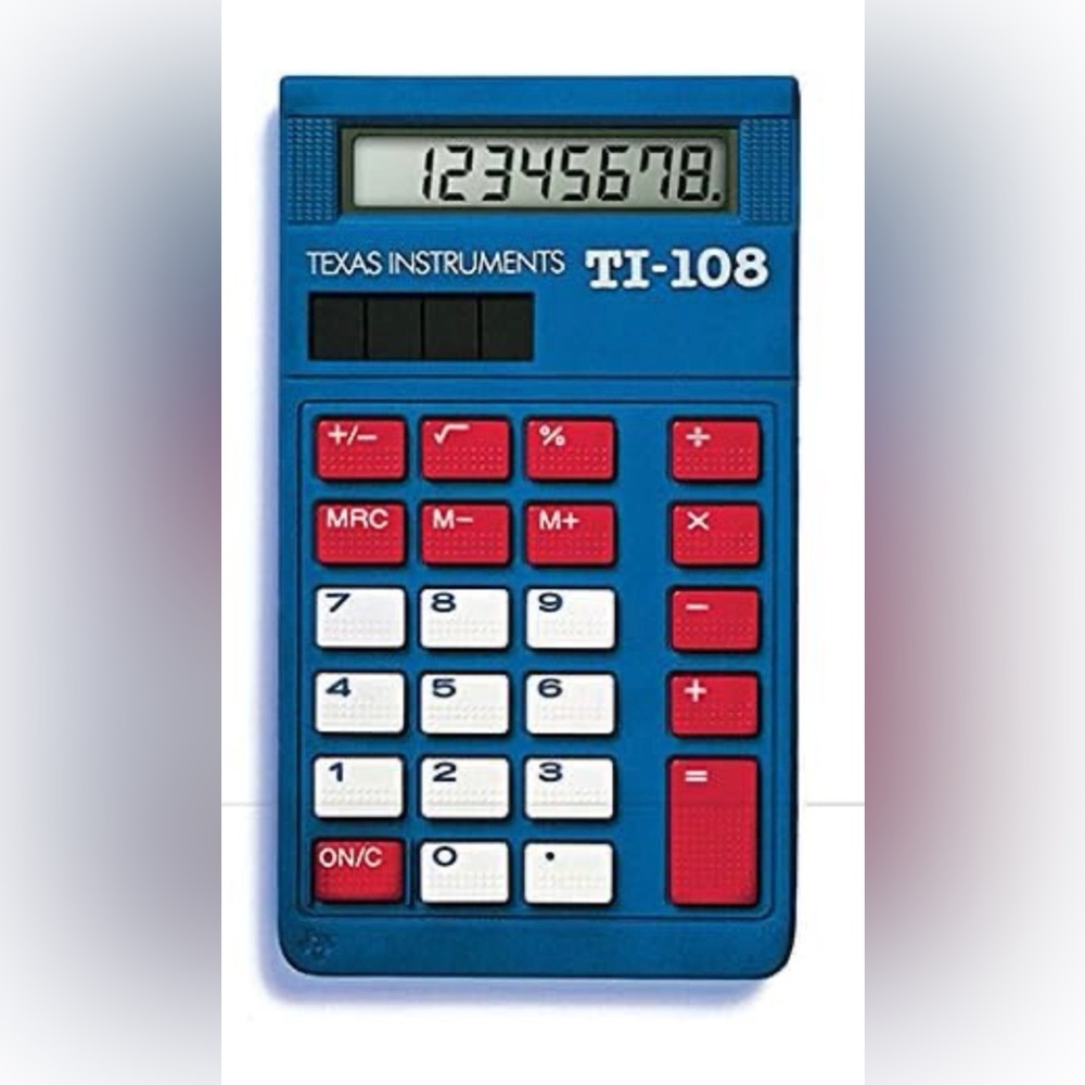 TEXAS INSTRUMENTS | TI-108 handheld solar powered calculator - new!